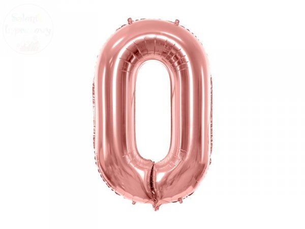 Balon foliowy cyfra 0 różowe złoto - 86 cm