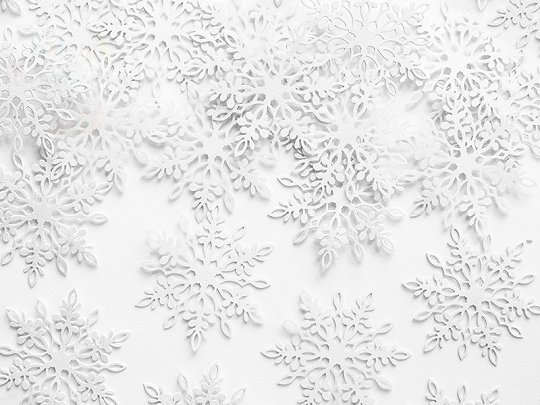 Konfetti białe perłowe śnieżynki - 20 szt