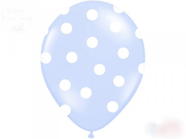 Balony błękitne w białe kropki 14 cali
