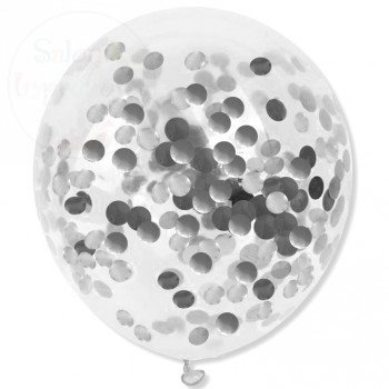 Balon przeźroczyste + czarne konfetti 1szt