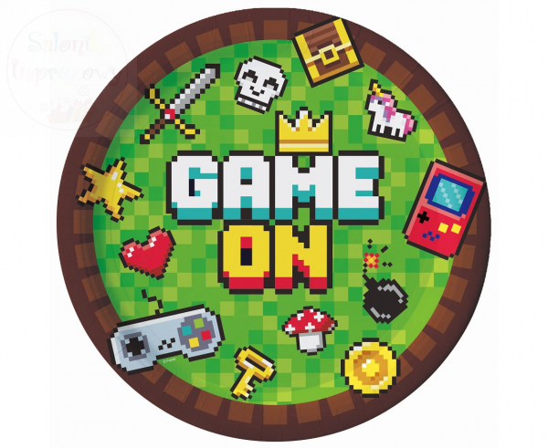 Talerzyki papierowe Game On 23 cm, 6szt