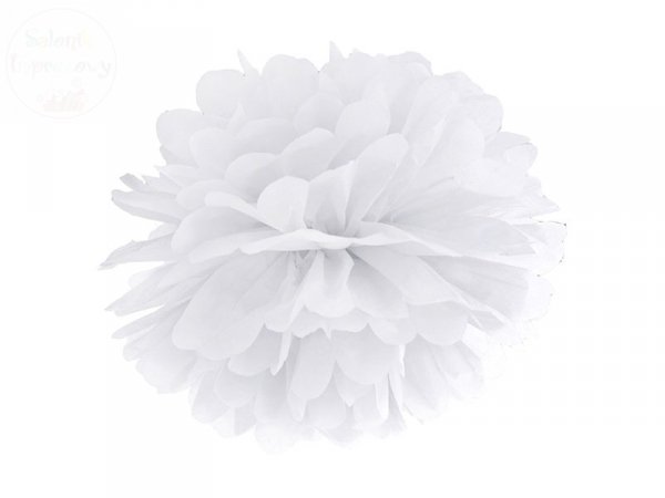Pompon bibułowy biały 35cm 1szt