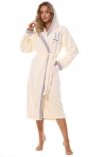 Ciepły gruby i długi szlafrok damski L&L 2419 Tess długi 3XL ecru