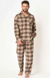 Key MNS 402 piżama męska flanelowa rozpinana brązowa 3XL-4XL 