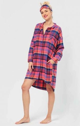 Ciepła koszula nocna flanelowa Key LND 483 Big