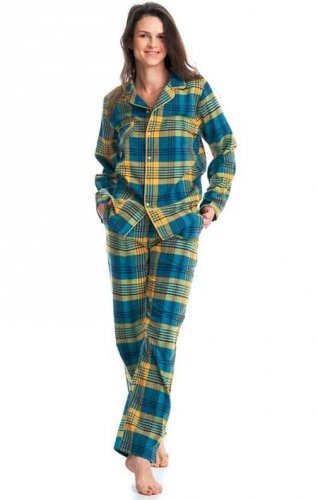 Ciepła piżama damska flanelowa rozpinana Key 407 Maxi