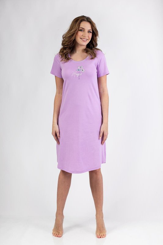 Koszula nocna z krótkim rękawem fioletowa Regina 154 2XL-3XL 