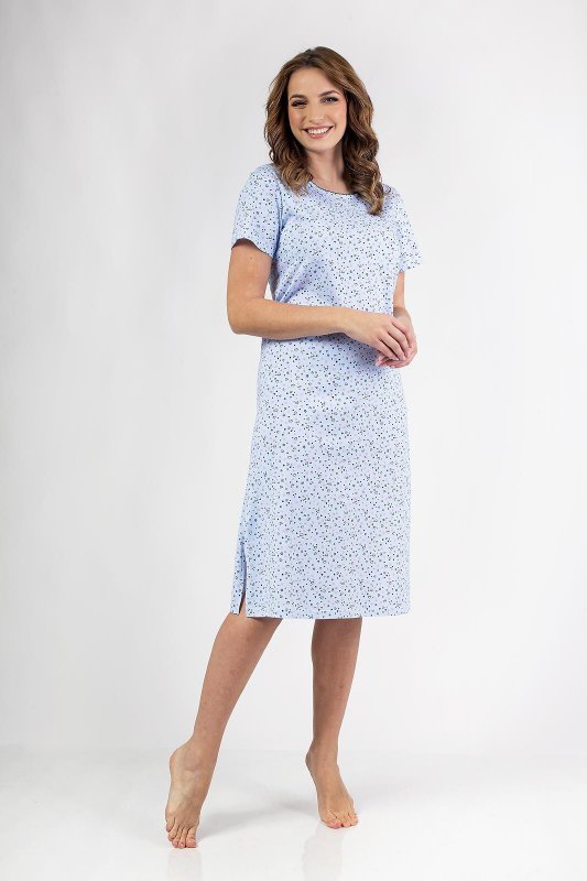 Dłuższa koszula nocna z krótkim rękawem w niebieskim kolorze Regina 149 2XL-3XL