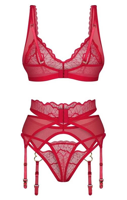 Czerwony komplet Obsessive Cupide Desir Set 3 