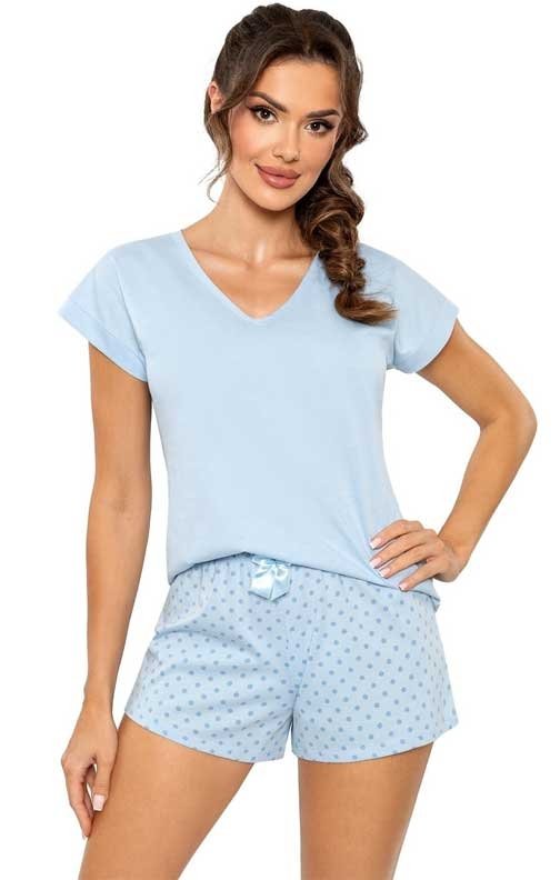 Piżama damska niebieska krótki rękaw i spodenki Donna Sky Short 