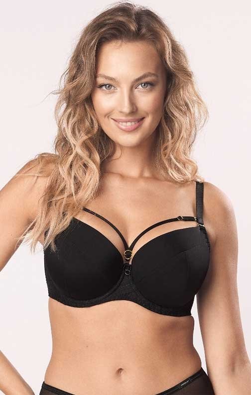 Biustonosz push-up czarny z paseczkami Mefemi Desire Big BF 25