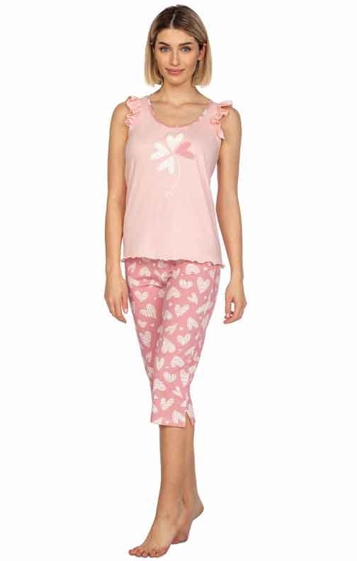 Różowa piżama na ramiączkach z fablanką Regina 658