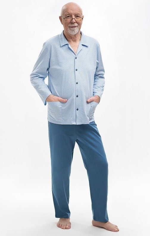 Piżama męska rozpinana błękitna Martel 403 plus size