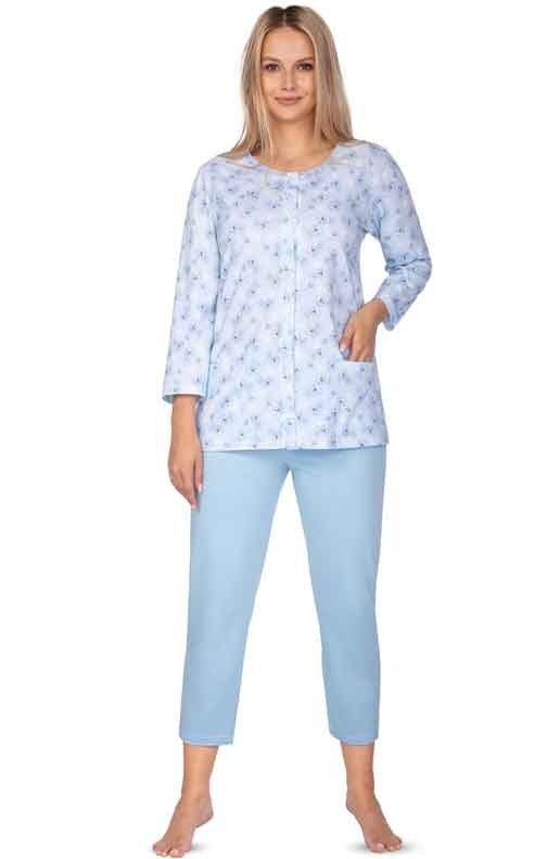 Rozpinana piżama damska niebieska Regina 644 Maxi