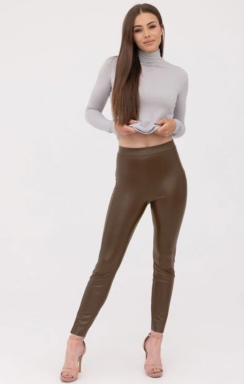 Legginsy brązowe z eko skóry Gatta 44103 Flexiskin 