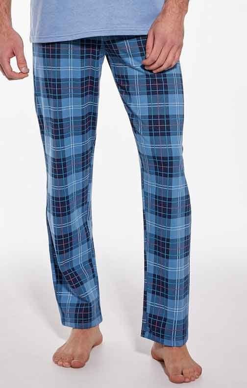 Długie spodnie męskie piżamowe w kratkę Cornette