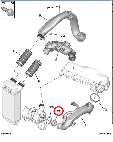 USZCZELKA RURY TURBINY 1.6 THP CITROEN PEUGEOT V758424680 1440Q6 ORYGINAŁ