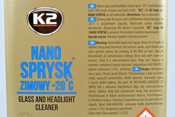K2 NANO PŁYN ZIMOWY DO SPRYSKIWACZY 5 LITRÓW -20C