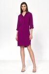 Sukienka Purpurowa sukienka oversize z podwijanym rękawem S226 Purpura - Nife