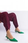 Zielone szpilki kaczuszki z otwartą pieta Mikado - Solea