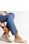 Beżowe wsuwane materiałowe tenisówki Shadhi - Solea Hurtownia odzieży on-line, moda damska, bielizna i obuwie dla kobiet - Matte