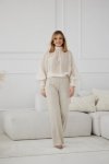 Spodnie Damskie Model M419/D Jodełka/Beige/Lurex - La Aurora