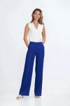Spodnie bootcut, z rayonu z krytym guzikiem SD111 Indygo - Nife