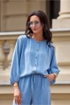 Koszula Damska Model Zaya BLU0212 J07 Blue - Roco Fashion