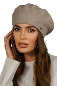 Zimowy Wełniany Beret Damski  Kolor  Ciemny Beżowy Kamea-Kiang - Kamea