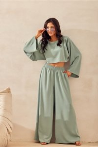 Spodnie Damskie Model Lara SZL SPD0046 Szałwia - Roco Fashion