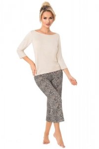 Piżama Damska Model Omari 3/4 Beige - Donna