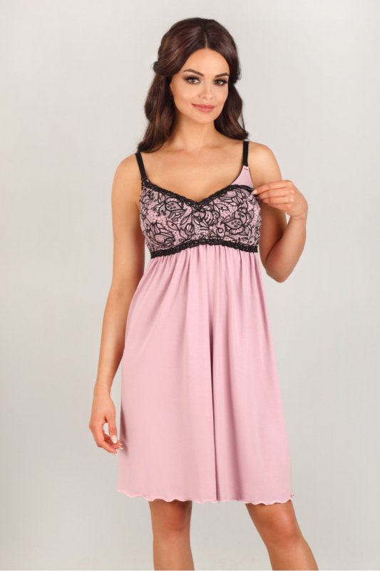 Koszulka nocna Koszula Nocna  Model 3007 Pink/Black - Lupo Line