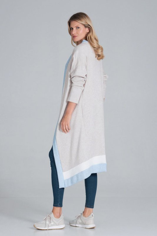 Sweter Kardigan Model M845 Beż/Błękit/Biały - Figl