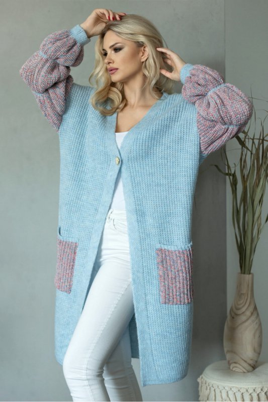 Sweter Kardigan Model 30086 Błękit - PeeKaBoo