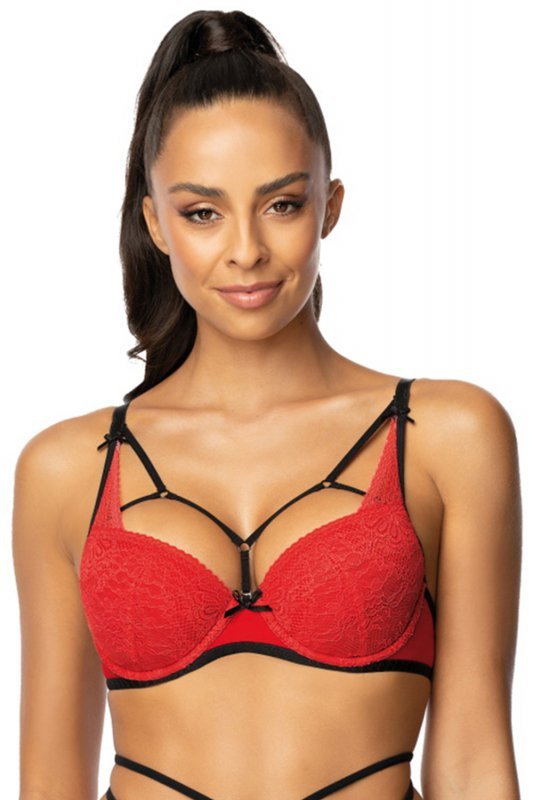 Biustonosz push up  Biustonosz Push-up Model 3636/11 Loren Red/Black - Mat