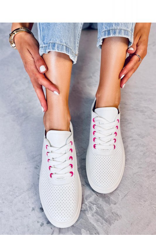 Trampki damskie GELMAN WHITE/FUKSJA - Inello