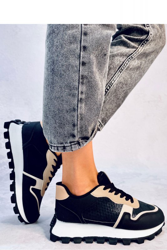 Sneakersy na wysokiej podeszwie BOIS BLACK - Inello