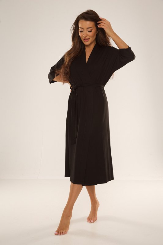 Szlafrok Damski Model Visa 942 Black - De Lafense