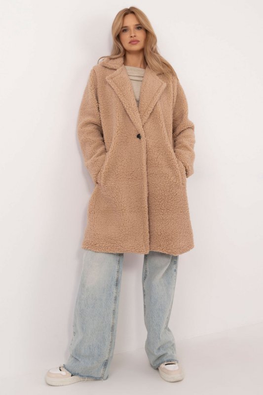 Płaszcz Damski Model DHJ-PL-19991.76 Dark Beige - Italy Moda