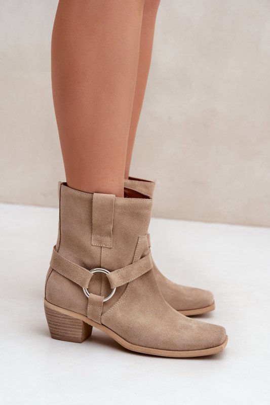 Botki Model Zazoo 3444/2 Light Beige  Zamsz - Step in style
