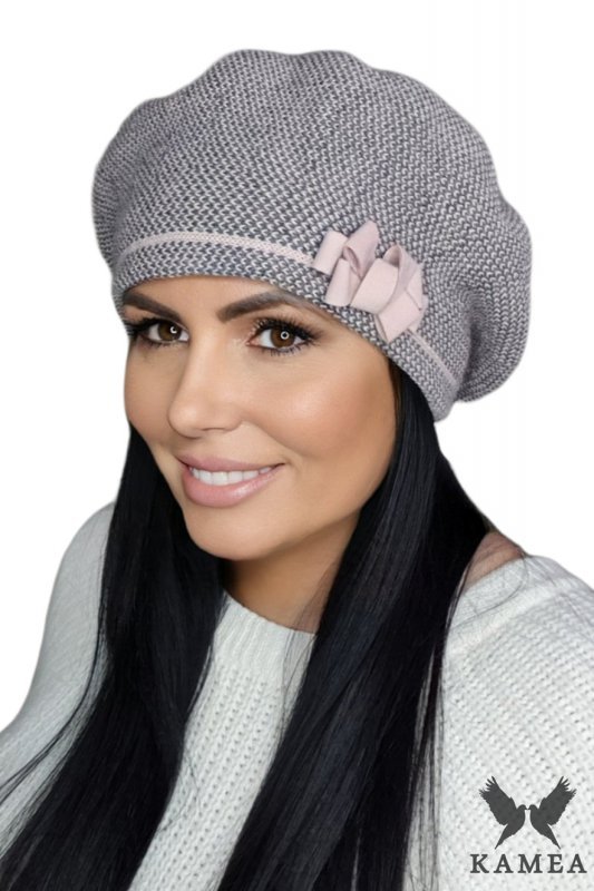HELENA beret damski kolor różowy - Kamea