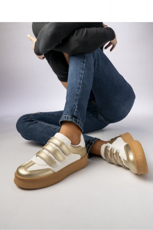 Damskie Sneakersy ? Złote AURORA GOLD - Inello