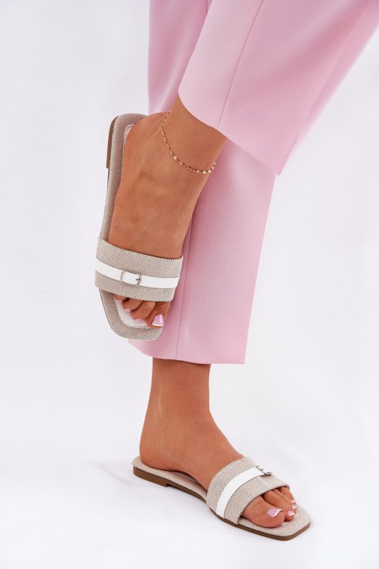 Sandał Klapki Model Zilina N75-60 Beige/White - Step in style