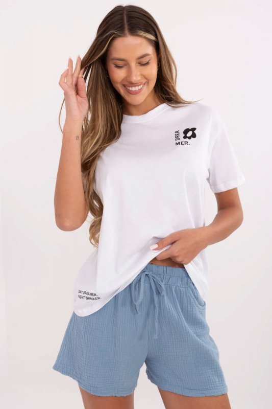 Tshirt Damski Model D12022AC02705A White/Blue - Fresh Made