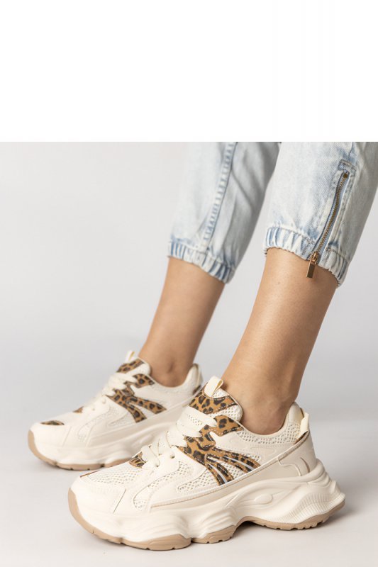 Buty Sportowe Model Sandra 88218 Beige/Panterka - PRIMO