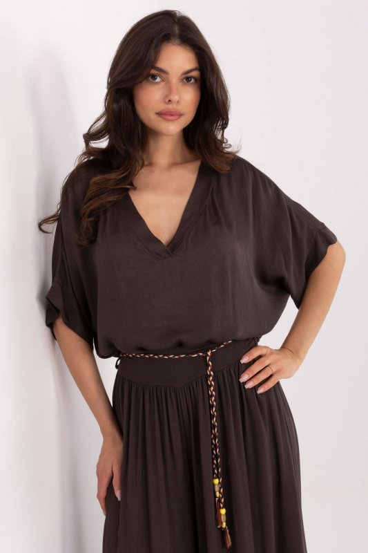 Bluzka Model TW-BZ-BI-3228.75 Dark Brown - Och Bella
