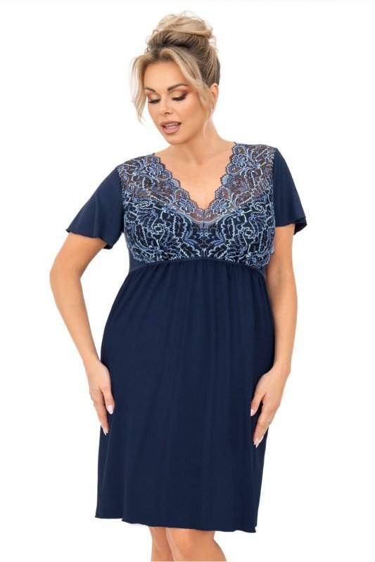 Koszulka nocna Koszula Nocna Model Melania Plus Size Navy - Donna