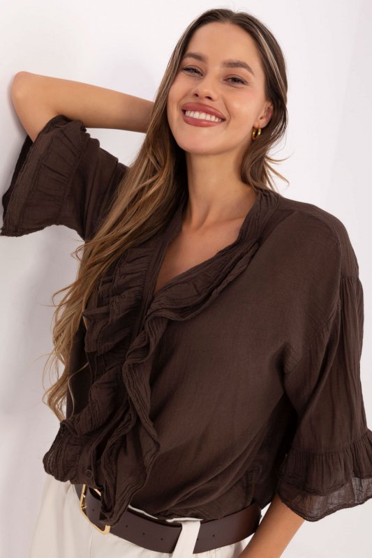 Koszula Damska Model MI-KS-92224.95 Dark Brown - Italy Moda