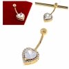 Goldene Bauchnabelpiercing, 14k vergoldet mit Zirkonia