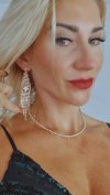 EARRINGS GOLD LONG ZIRCONIA WEDDING WEDDING